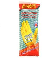 Перчатки Household Gloves двухцветная хозяйственная латекс L 1