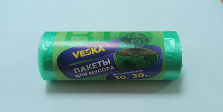Мешок для мусора  30л ПНД (30шт) рул БИО зеленый ВЕСКА  1/100