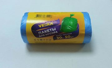 Мешок для мусора  30л ПНД (50шт) рулон Особо прочный синий ВЕСКА  1/100