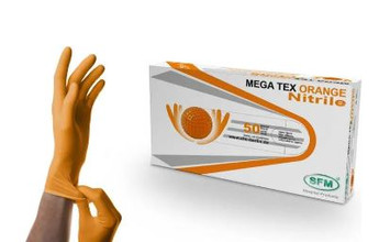 Перчатки нитрил High risk mega tex, оранж. L (25 пар) (Германия)