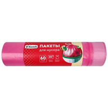 Мешок для мусора  60л ПНД (20 шт.) с завяз.розовые. Комфи