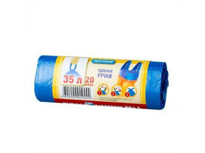 Мешок для мусора  35л (20шт) рул Помощник №1 с ручками син /8 мкм 1/70